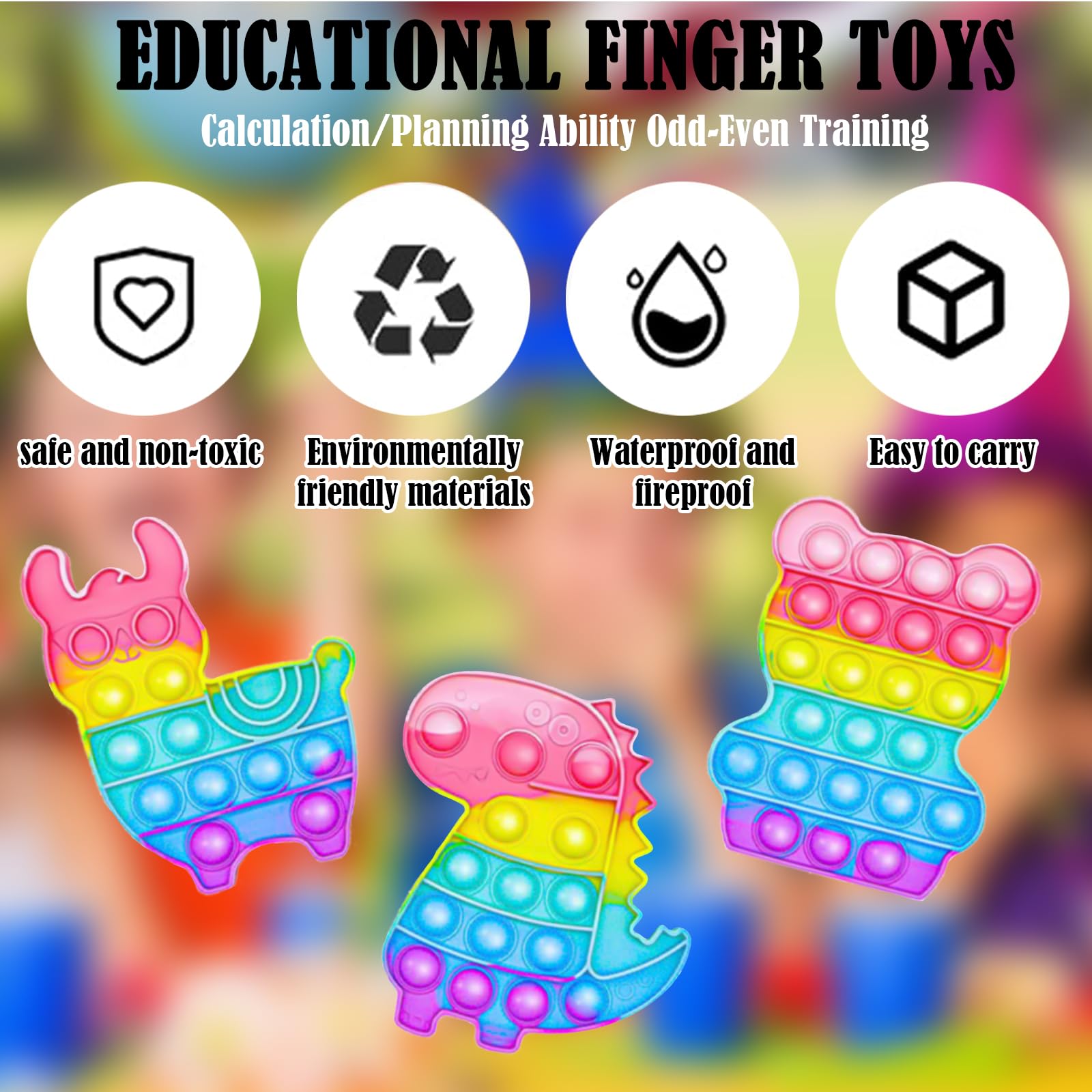 4pc Bubble Fidget Toys Jouet Anti Stress Et Anti Autisme Dinosaure Alpaga Our