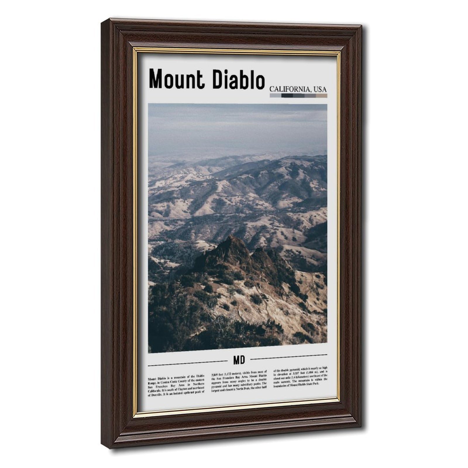 Wcyb Mokume Gane Frame Mount Diablo Contra Costa County California Usa Scenery Travel Prints Posters Canvas Deco Paintings Wall Art For Office Living Room Hangable Frame 16"