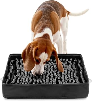 FunFurry Snuffle Mat for Dogs, Dog Puzzle Mat, Interactive Dog Toys for Enrichment,Sniff Mats with Non-Slip Backing,Suitable for Breeds and Sizes of Dogs Black, 17" X 15"