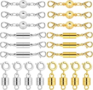 Magnetic Necklace Clasps and Closures, 20 Pcs 14K Gold and Silver Magnetic Necklace Extender, Extra Strong Magnets Jewelry Clasp for Necklaces & Bracelets Connector Making, Easy to Use for Women