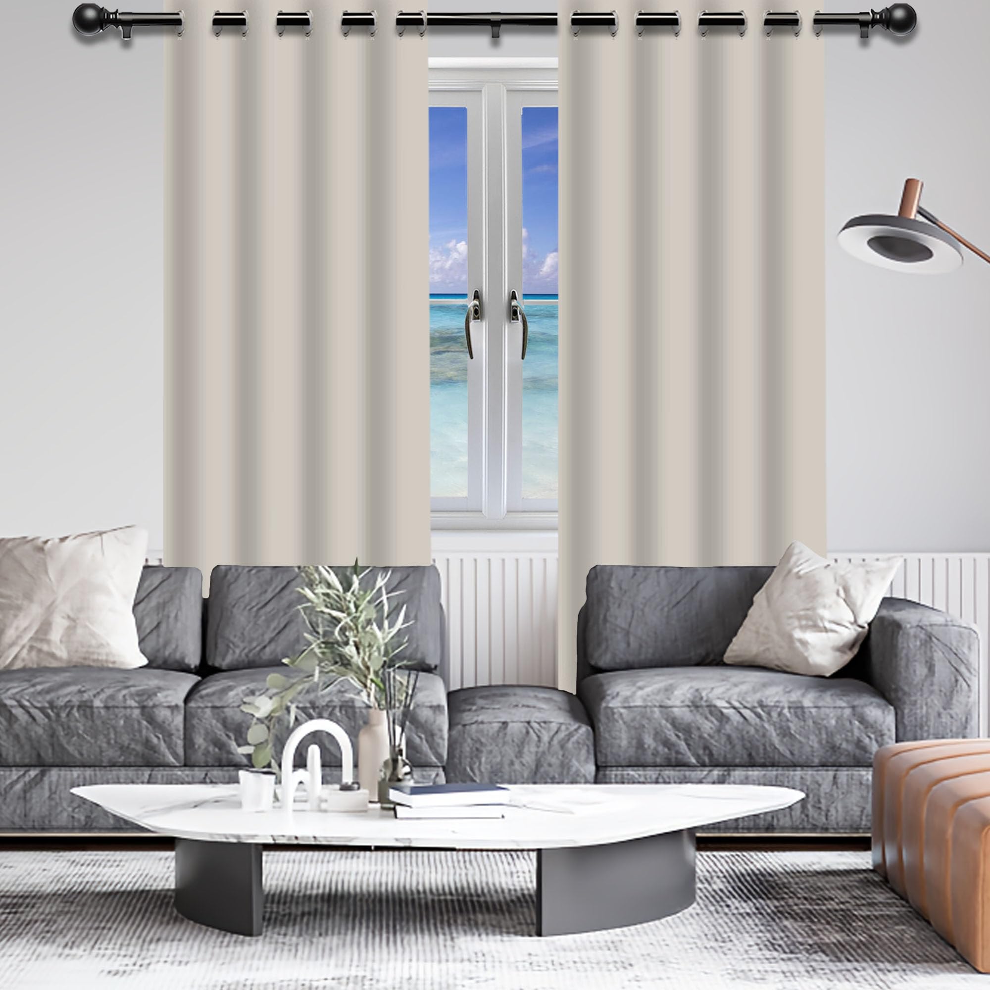 Rideau occultant 280 x 260 au design moderne et finition oeillets