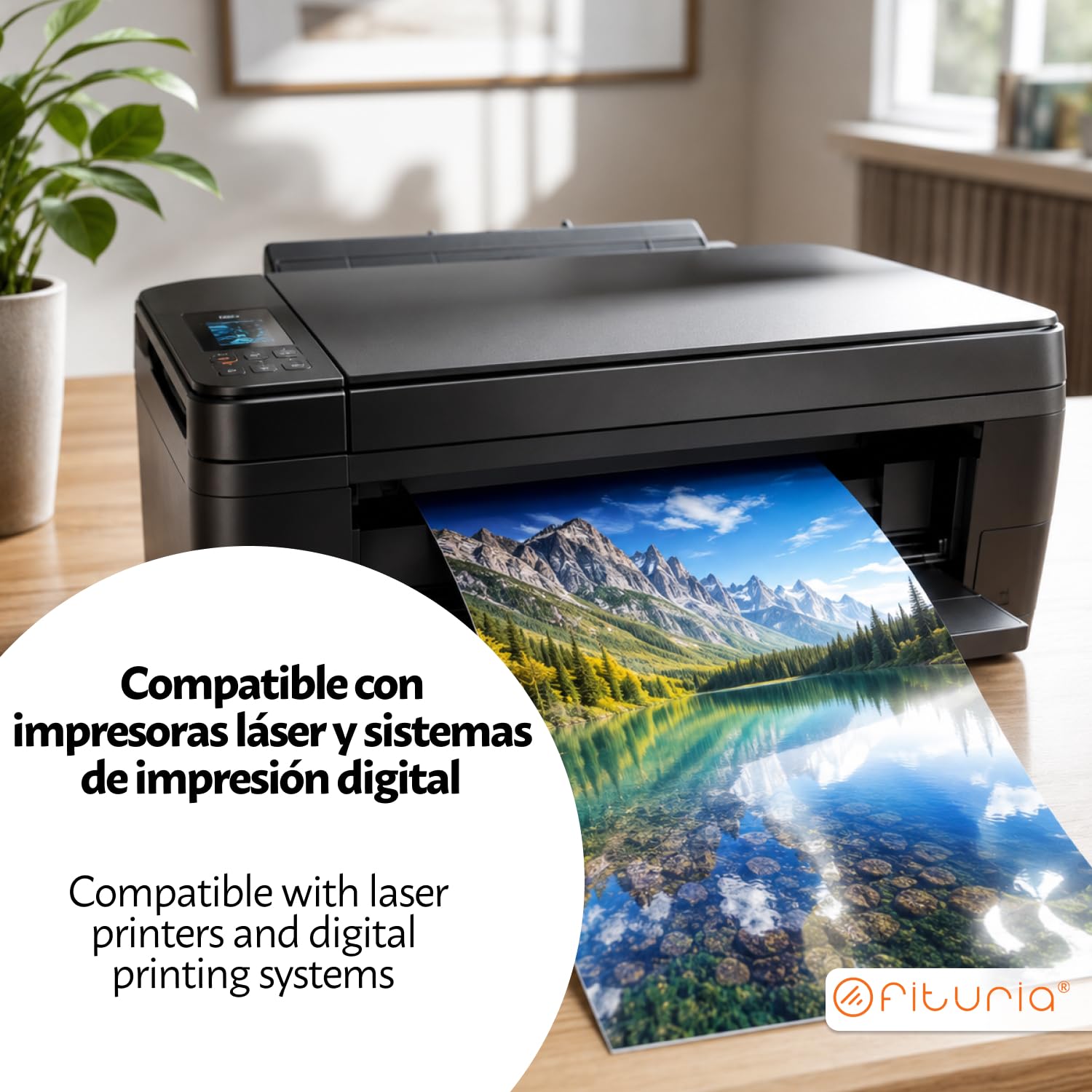 OFITURIA Carta Patinata Lucida 170g A4 Fronte/Retro – Carta Gloss per Stampa Laser a Colori 50 fogli