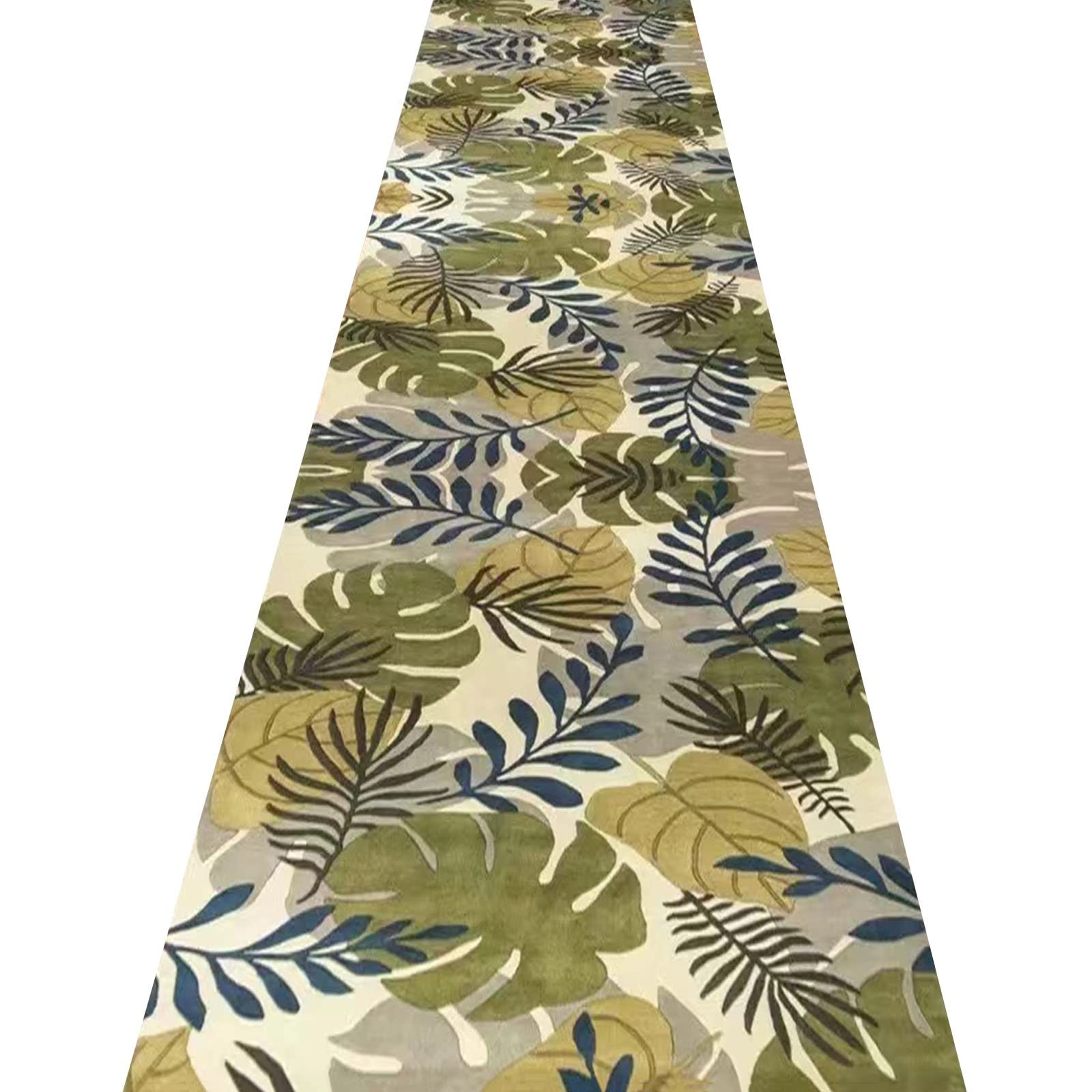 Tapis de passage d'allée antidérapant avec motif de plantes et tapis couloir sur mesure