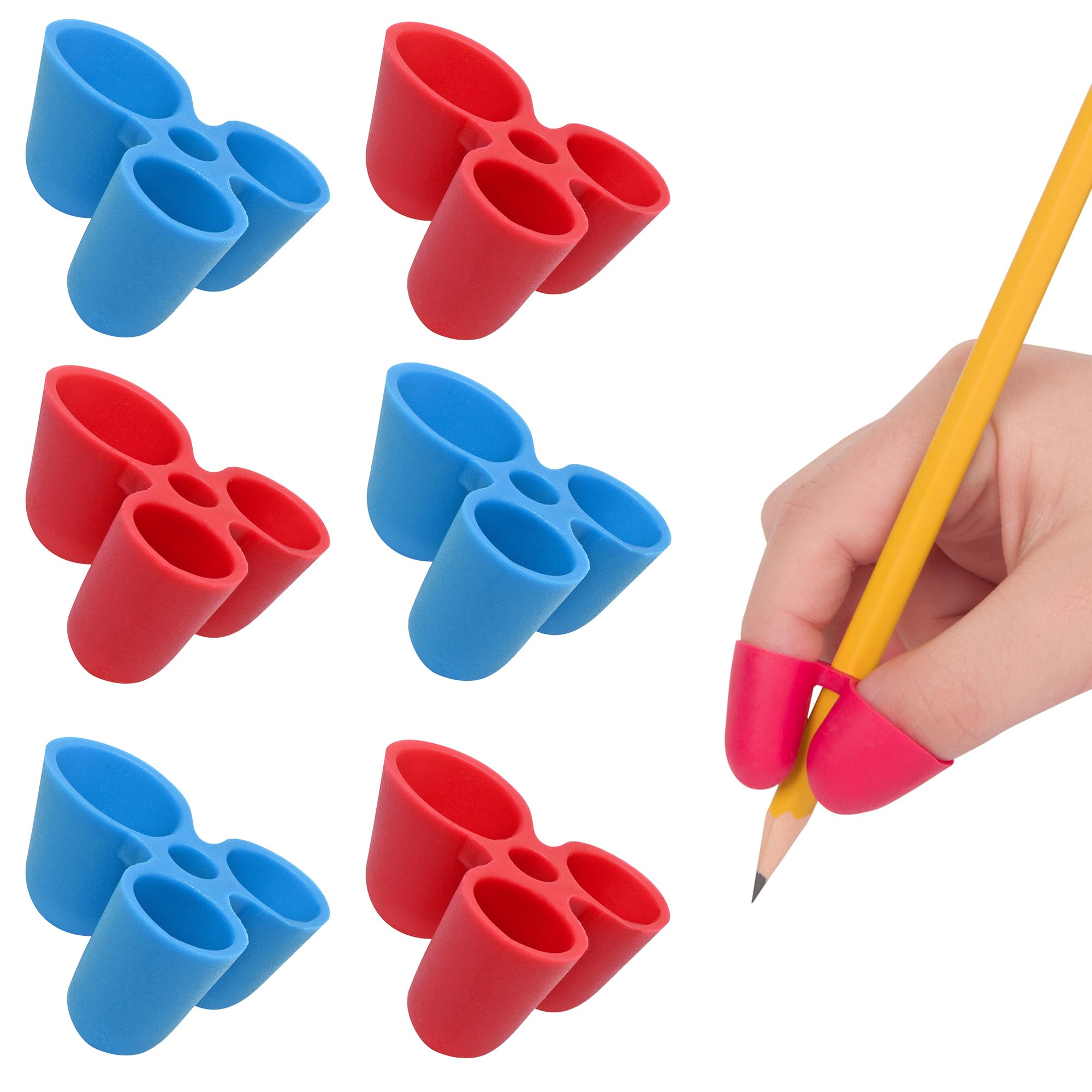 The Pencil Grip Writing Claw for Pencils and Utensils, Medium Size, 6 Count Blue/Red (TPG-21206)