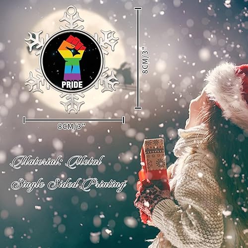 Miniatura 2 de Adorno de Navidad de metal gay con copo de nieve de metal, orgullo de la paz, adornos de Navidad LGBTQ con derechos de igualdad, decoraciones de