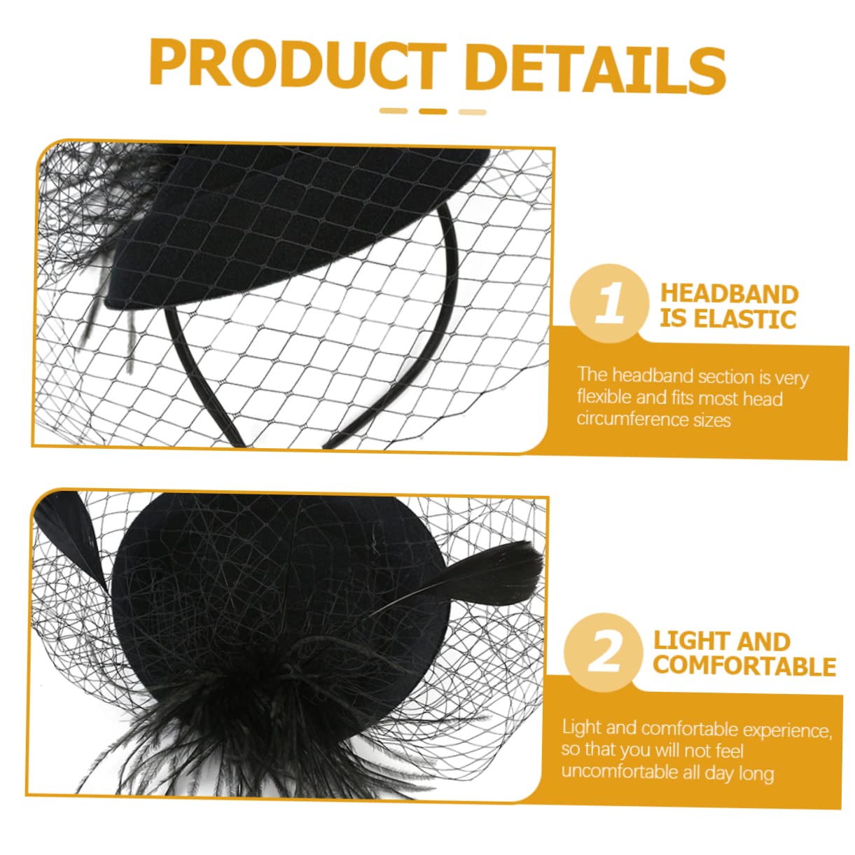 5pezzi Fascinator Retro Elegante con Velo Tulle per Donne Accessorio da Cerimonia Matrimonio Festa del tè e Occasioni Speciali