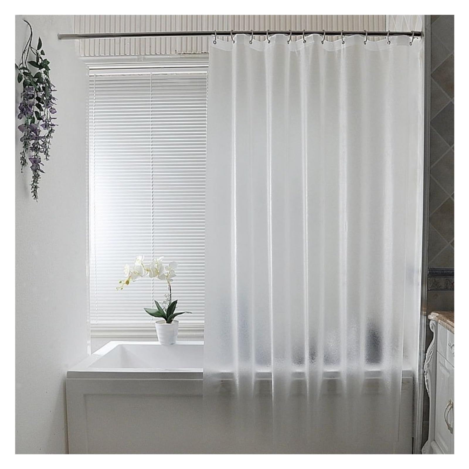 PIGENEQW Shower Liner Cloth Waterproof Shower Curtains Water Bathroom Waterproof with Hooks for Toilet(W150xH180cm)