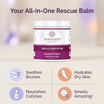 Vitality Extracts Helichrysum Balm - 6oz, Helichrysum Gymnocephalum, Beeswax, Almond Oil, Ultra-Moisturizing, Skin Healing, Full Body Hydration