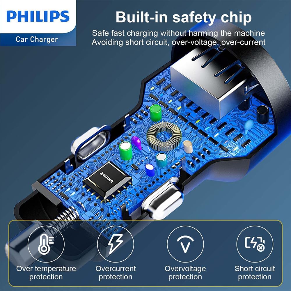 Philips DLP2521C/00 - Cargador de Coche, Color Negro