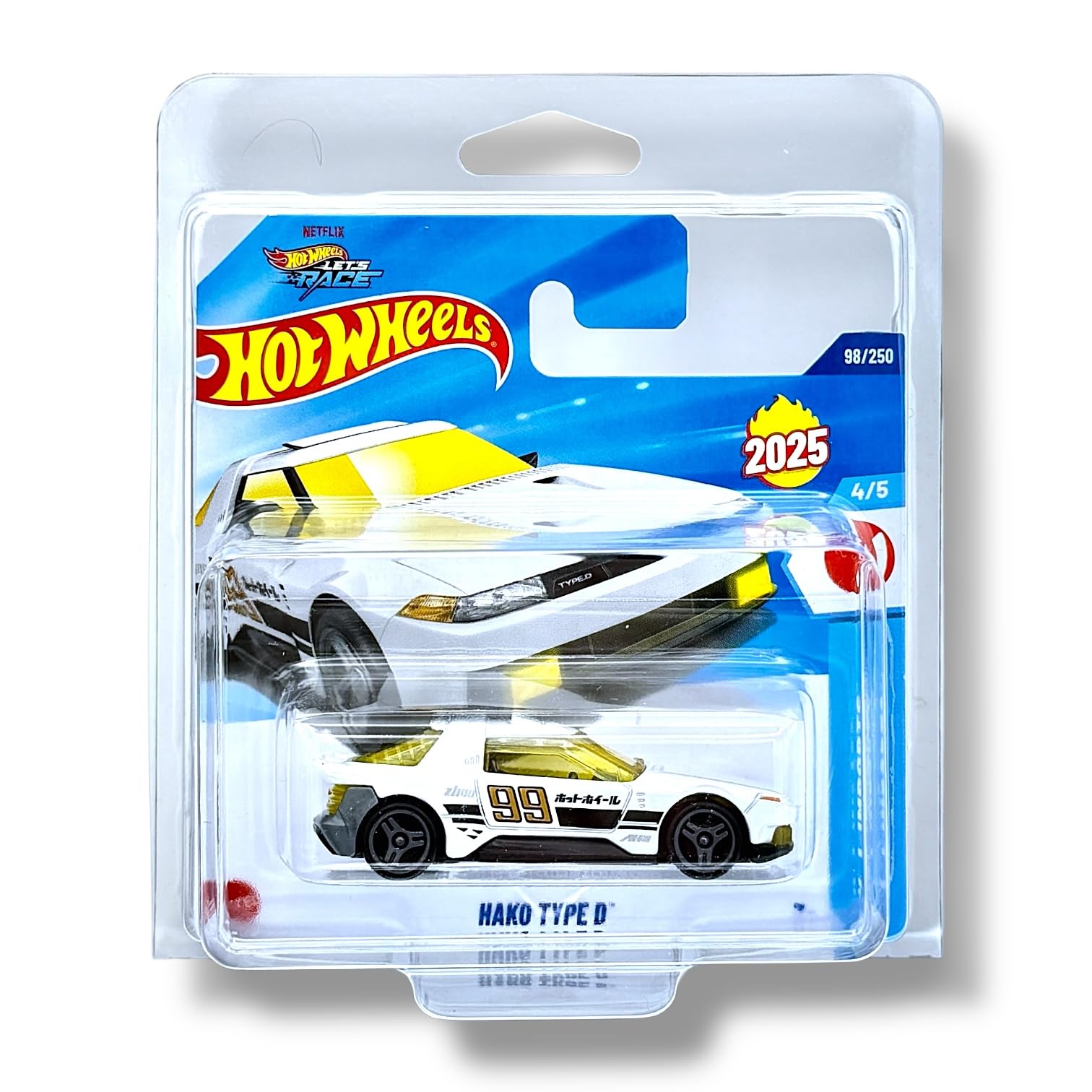 Hot Wheels Hako Type D (White, Black & Yellow) 4/5 HW J-Imports - 2025-98/250 (Short Card) - includes a KLAS Car Keeper Protector Case - HYW25
