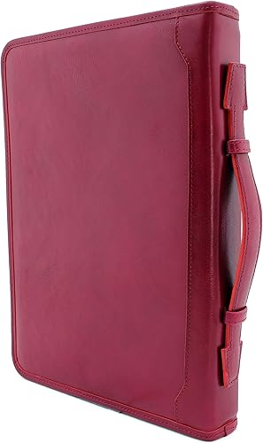 Miniatura 7 de Noda Executive Leather Padfolio - Carpeta profesional de 3 anillas con cierre de cremallera, currículum, documento, bloc de notas, tableta,