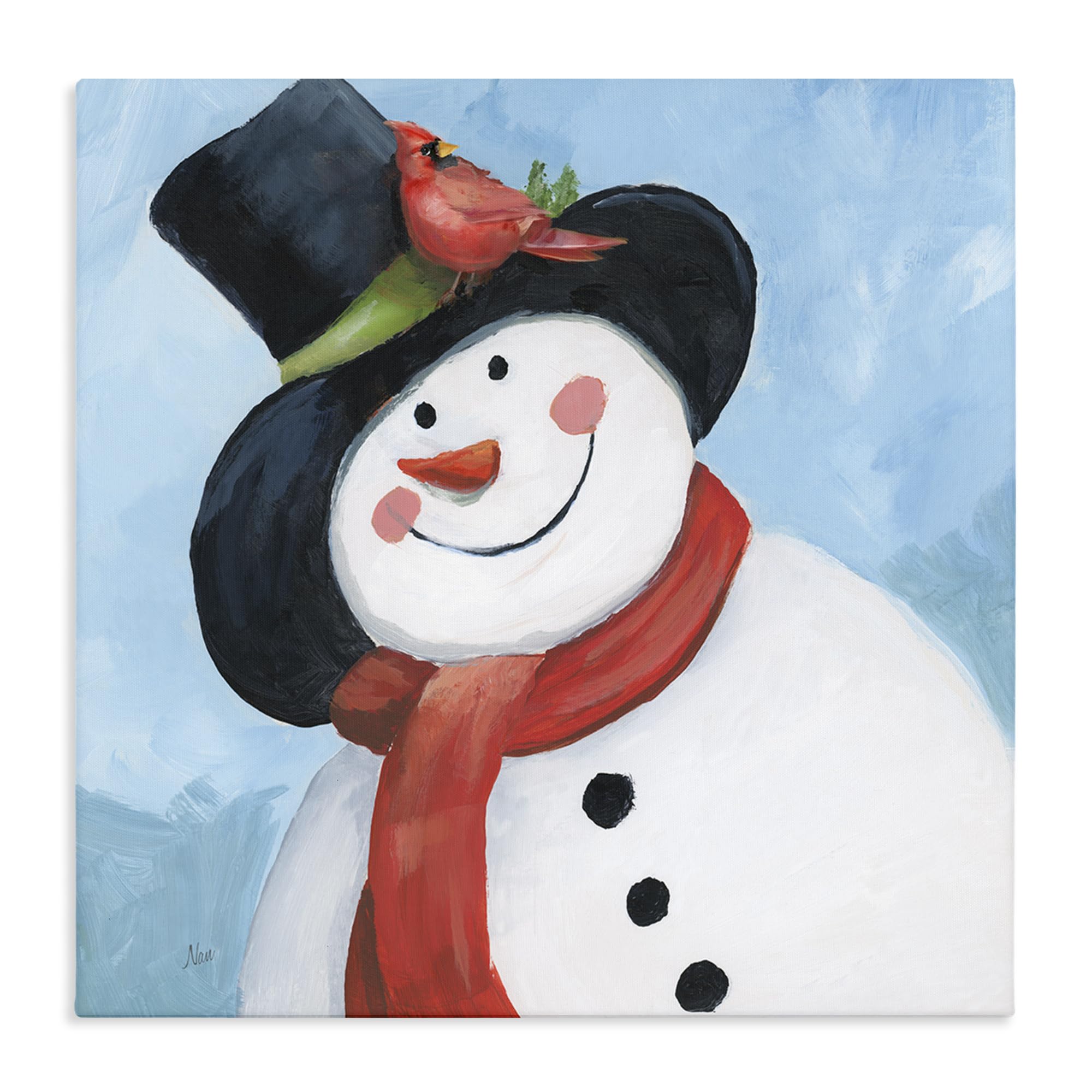 Stupell Industries Unframed 'Cheerful Snowman With Cardinal', Canvas Art, 30 X 30 Inches, Easy To Hang And Sturdy, Made In Usa, By Nan