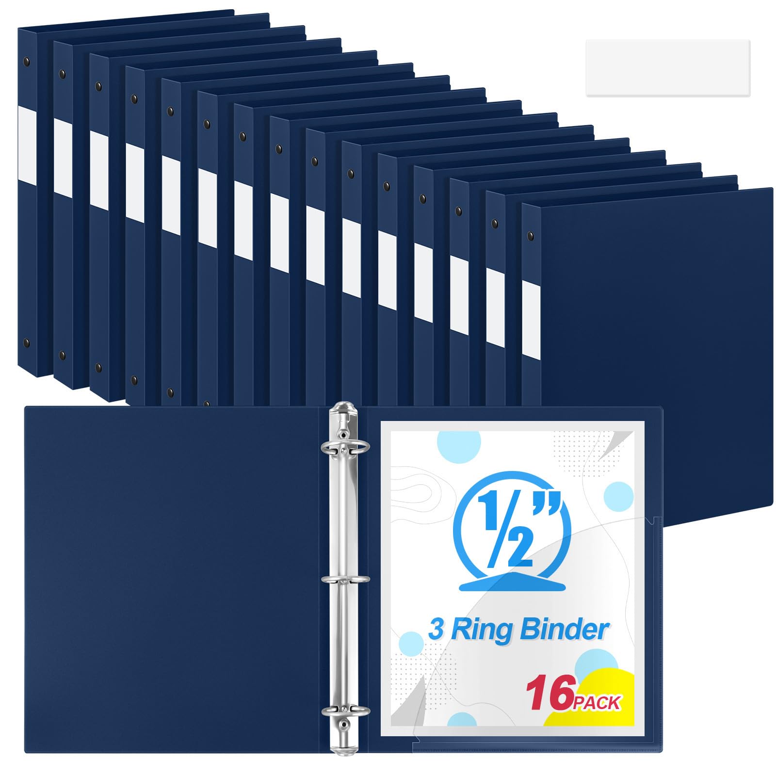 Henoyso 16 raccoglitori a 3 anelli rotondi da 1/2", adatti per lettere da 20,7 x 28,9 cm, in plastica flessibile, contiene 100 fogli con 1 tasca, organizer versatile per ufficio, casa, scuola (blu