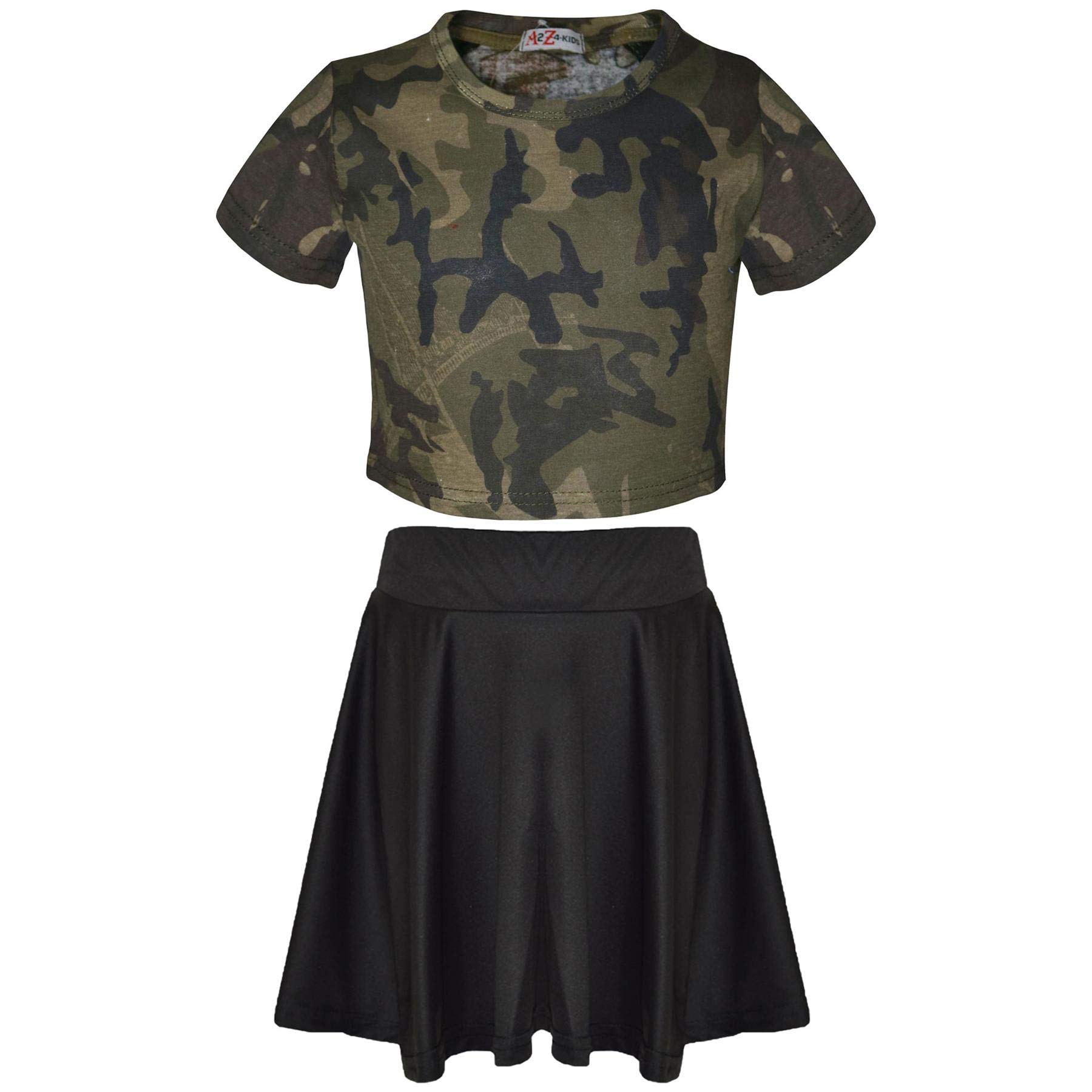 A2z 4 Kids Girls Green - A2z Camo Crop & Skirt 13