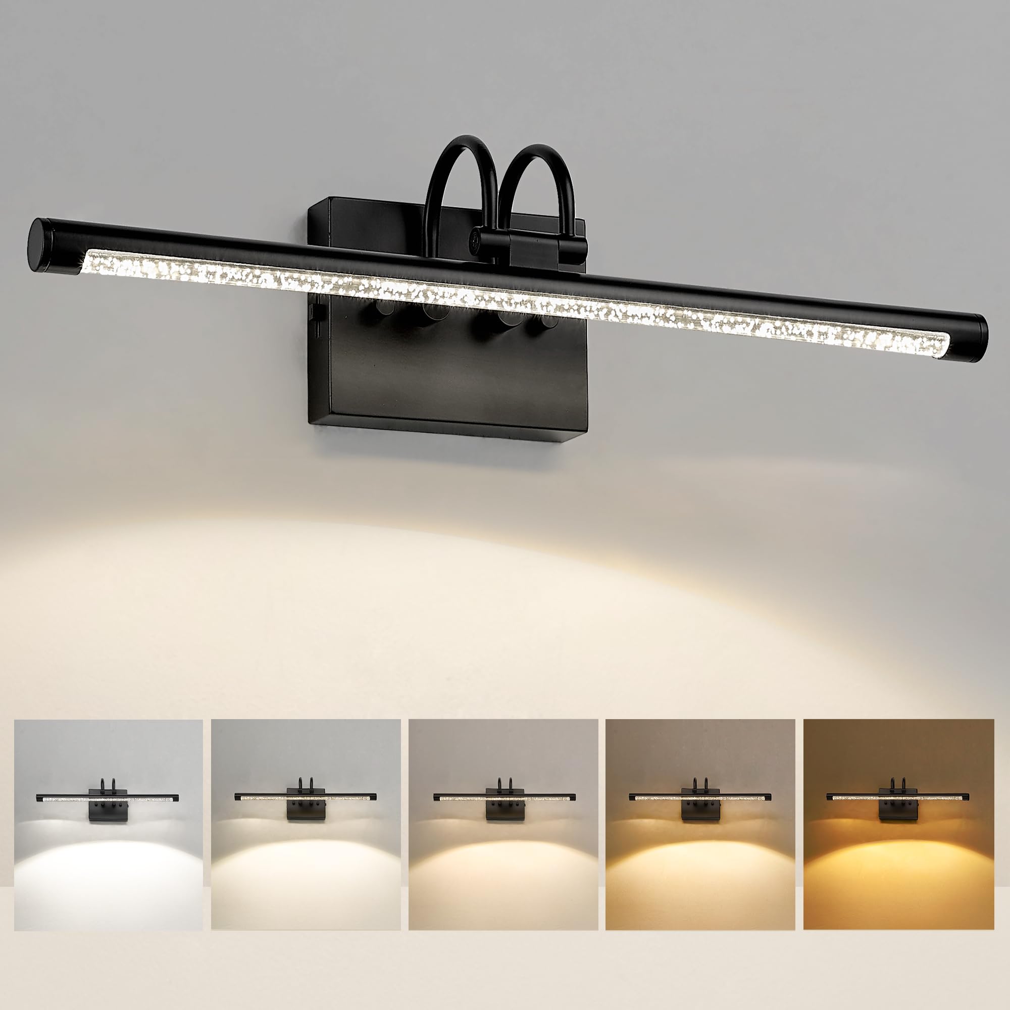LMS LED Black Vanity Lights Bar 19.7 inch Bathroom Light Fixtures 9W 2700/3000/3500/4000/5000KCCT Modern Bathroom Vanity Light LMS-181