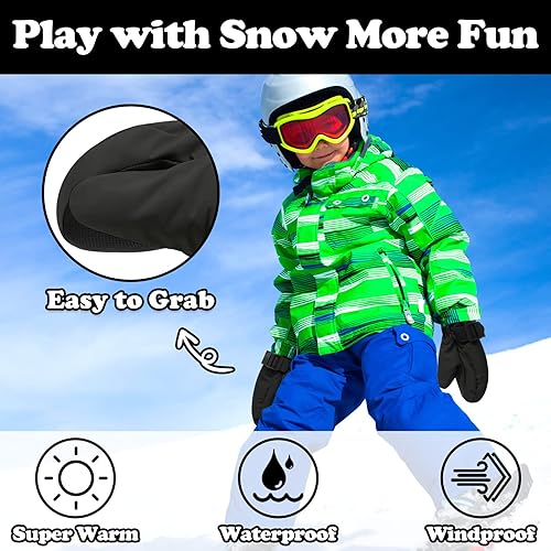 Miniatura 4 de Sarfel Guantes de invierno impermeables para niños pequeños, guantes de nieve para niños, guantes de esquí para niños, guantes de bebé Thinsulate