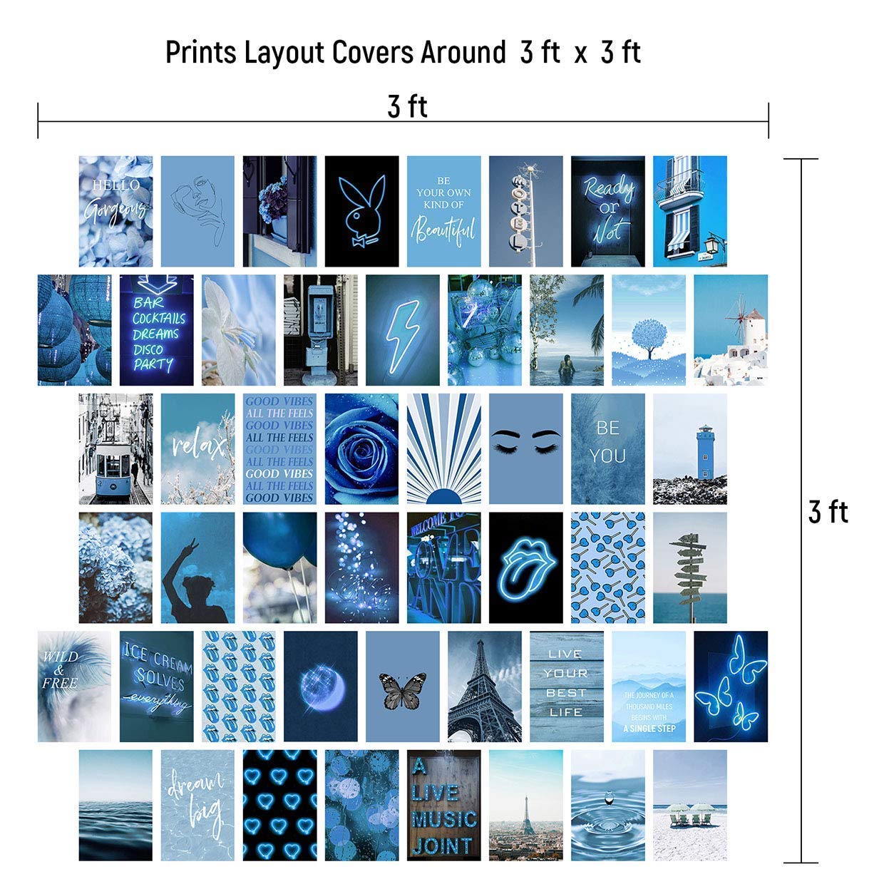 Buy Blue Wall Collage Kit Aesthetic Pictures, Bedroom Decor for Teen