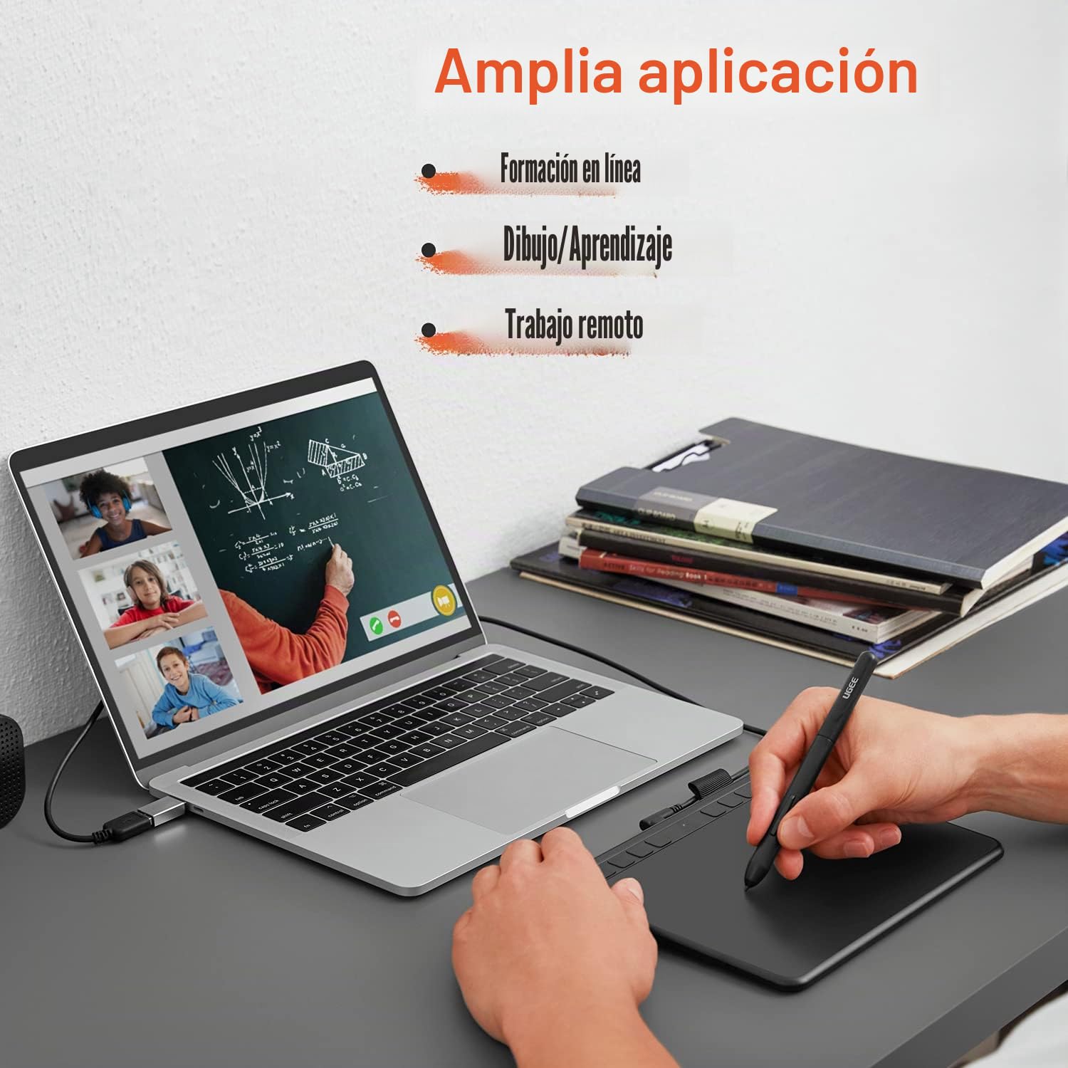 Tableta Gráfica UGEE S640,Tableta Digitalizada Portátil Ultradelgada de 2.4G,con Función de Inclinación, Teclas Personalizadas, Lápiz sin Pilas para Windows Mac Linux