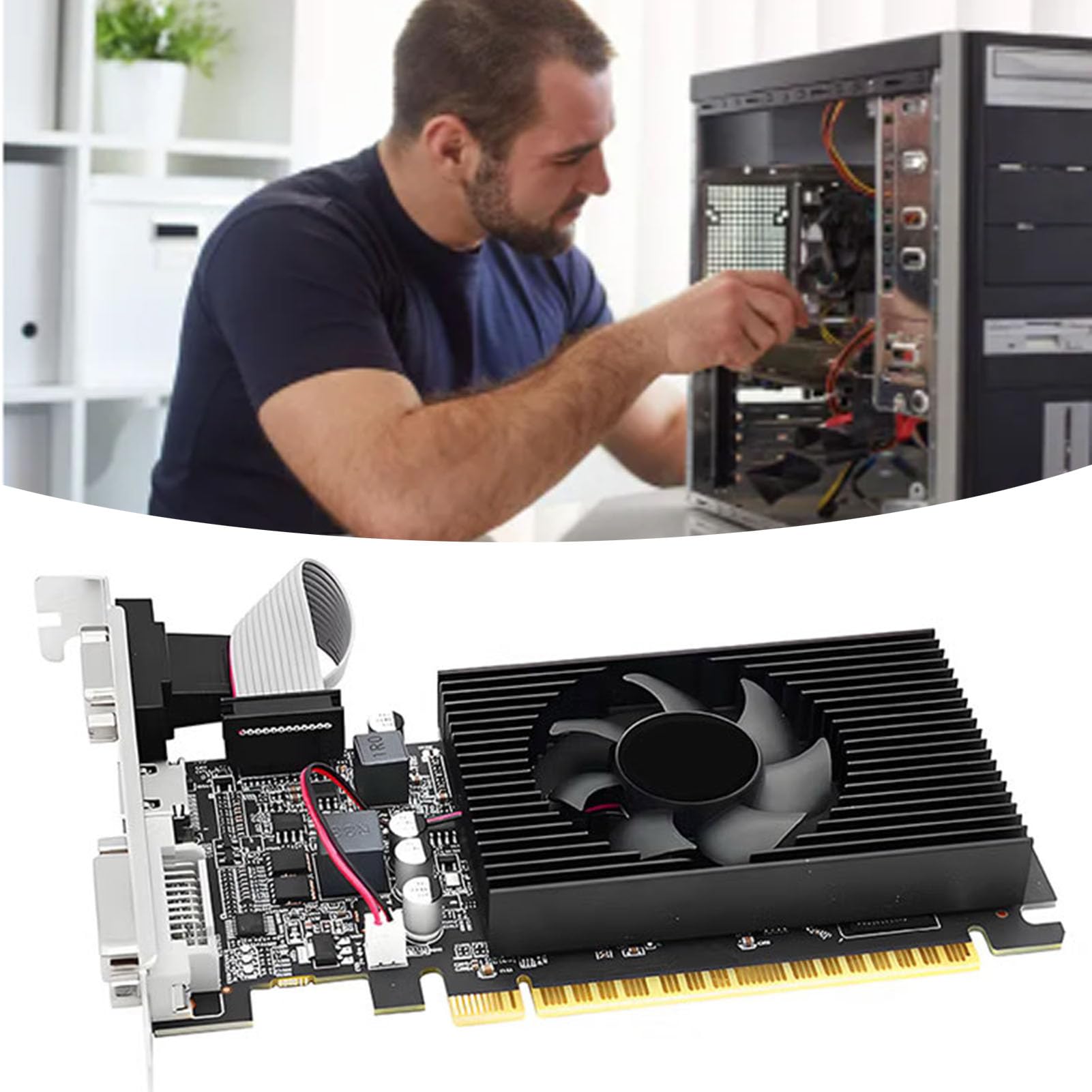 Generic Niskoprofilowa Karta Graficzna 4 GB DDR3 128-bitowa Karta Graficzna HD Interfejs Multimedialny dla Systemów 7, 8, 10 — Doskonała Pod Kątem Niskiego Zużycia Energii i Wysokiej Wydajności