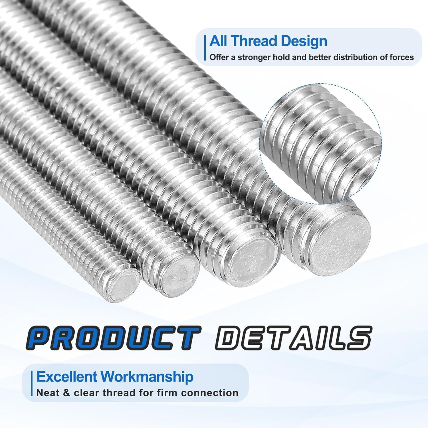 varilla completamente roscada, 316 M8 mano derecha toda la longitud del tornillo de rosca 20-500Mm for fijación ensamblaje muebles(M8x150mm (2pcs))