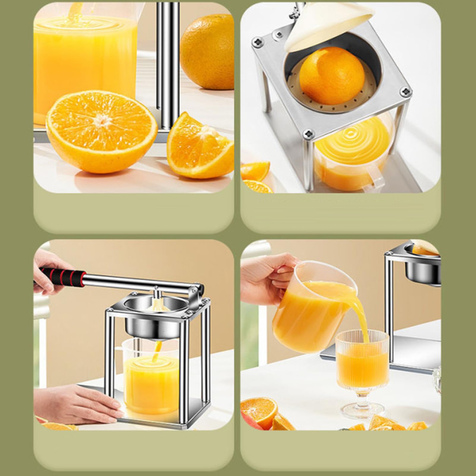 Spremisucco manuale, spremiagrumi manuale, spremiagrumi manuale, pressa manuale ad alte prestazioni in acciaio ABS e lega di alluminio, utensile da cucina compatto per