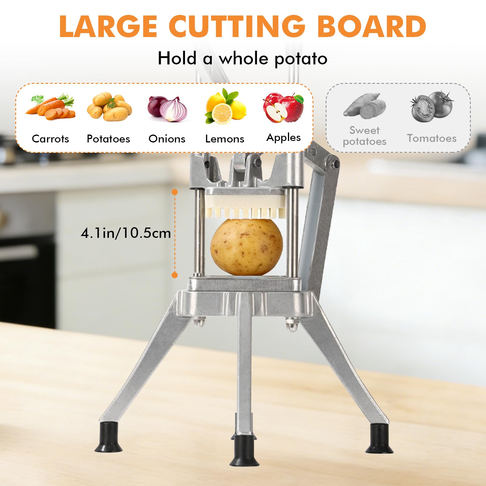 LIROPAU Coupe Frite Professionnel, Coupe Frites Manuel | 6mm 8mm 9mm 13mm Lames en Acier Inoxydable, Manuel Coupe-Légumes Multifonction, pour Concombres, Carottes, Restauran