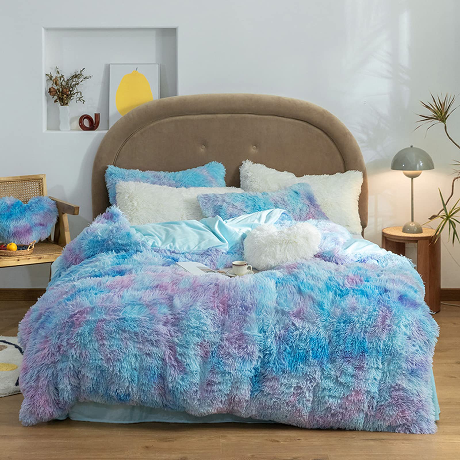 Housse de couette fausse fourrure anti-froid - Velours chaud moelleux à glissière cachée
