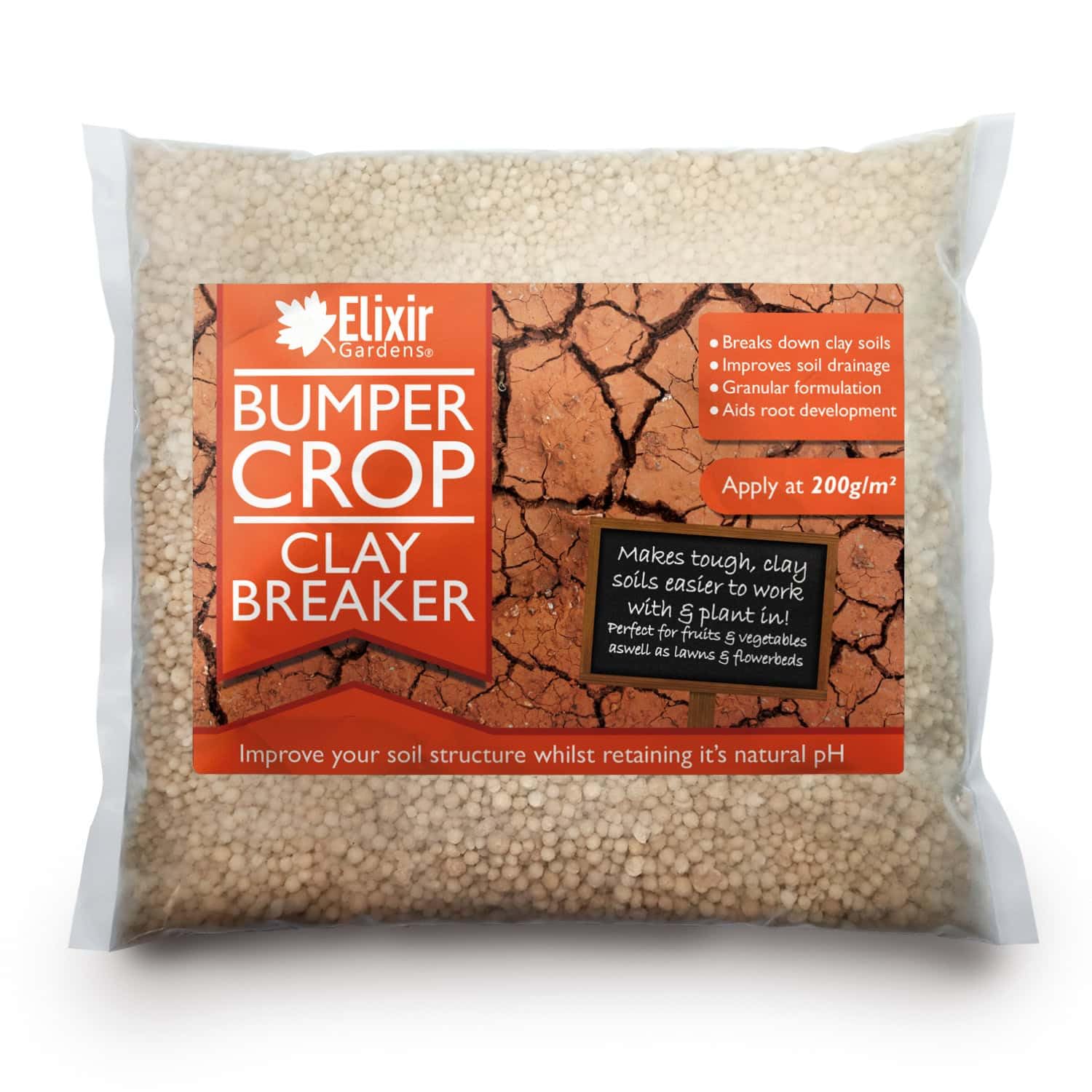 Elixir Gardens Bumper Crop Clay Breaker (Granular Gypsum) | Natural & Agricultural Calcium Sulphate Clay Soil Improver & Fertiliser | 15kg Bag