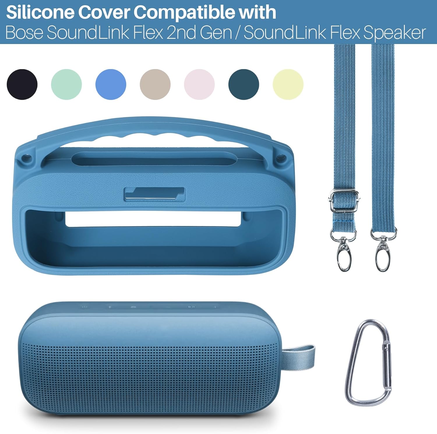 2nd Gen Silicone Cover Compatible with Bose SoundLink Flex 2nd Gen/Bose SoundLink Flex Portable Speaker (Blue Dusk Cover) - Image 2