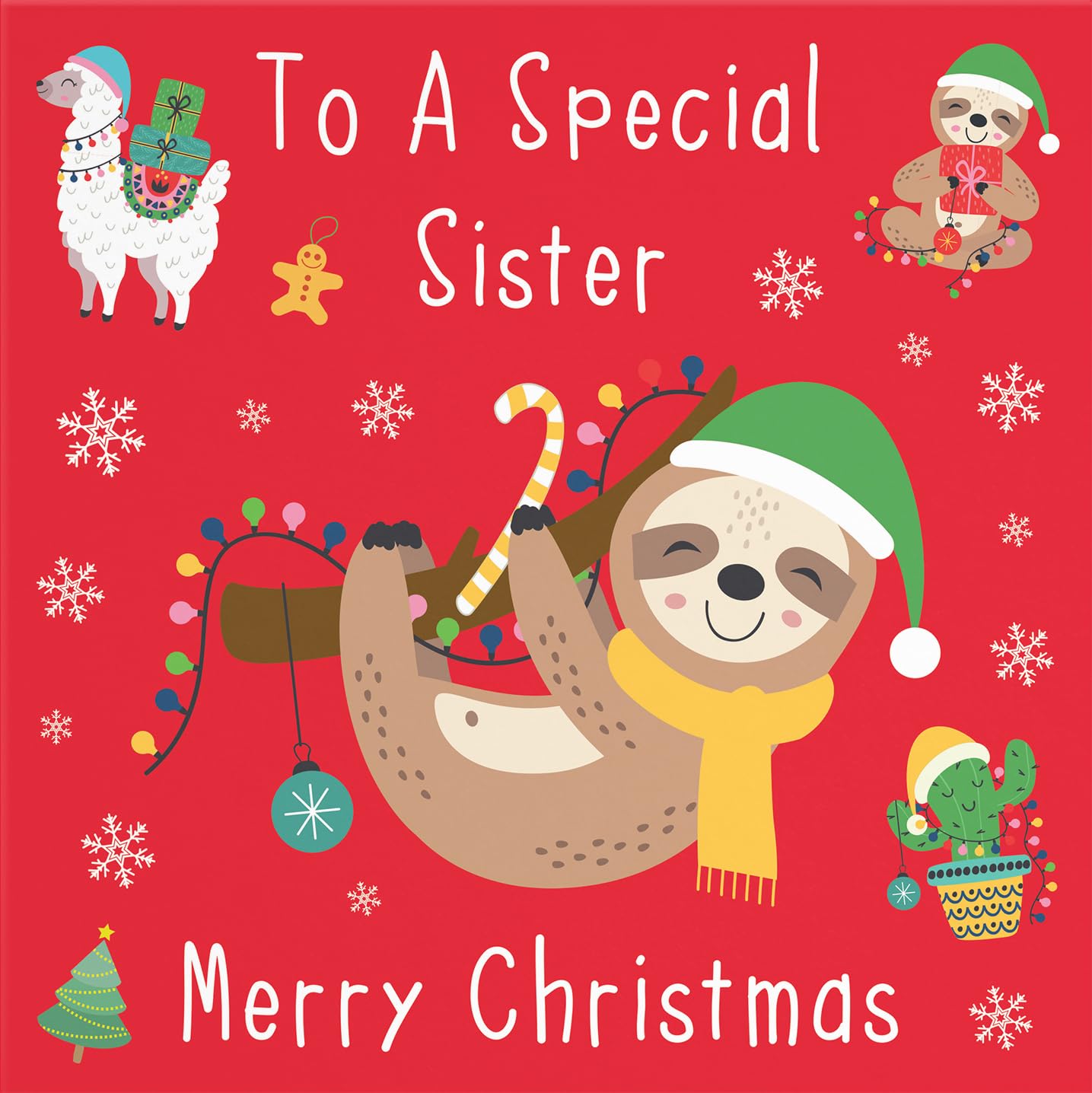 Hunts England - Sister Christmas Card - To A Special Sister - Merry Christmas - Sloth & Llama Collection - Funny Card - Image 2