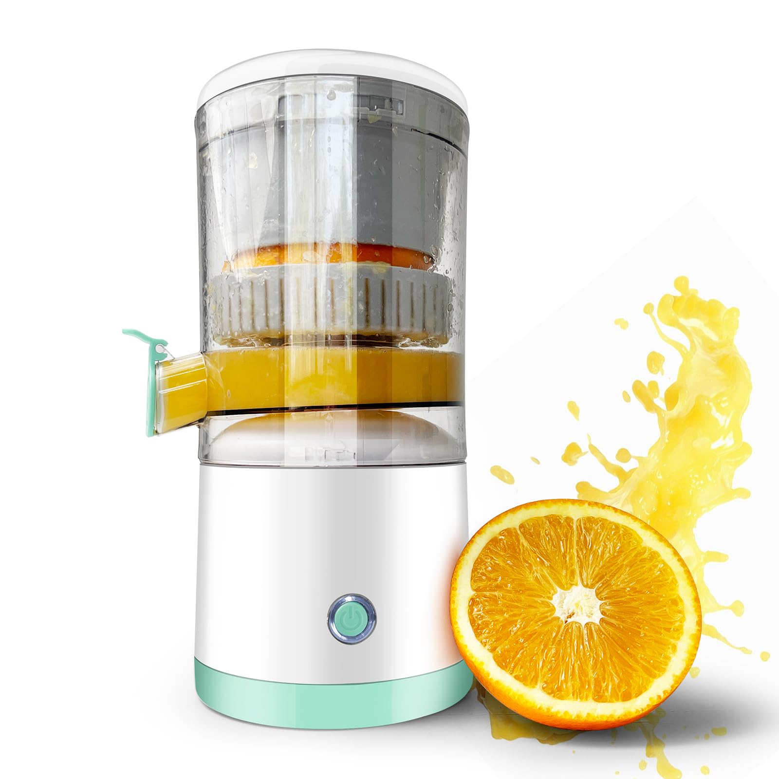 Rechargeable Electric Juicer - Citrus Juicer with Type-c Rechargeable for Orange, Lemon and Grapefruit Juicing. (White-45Watts)