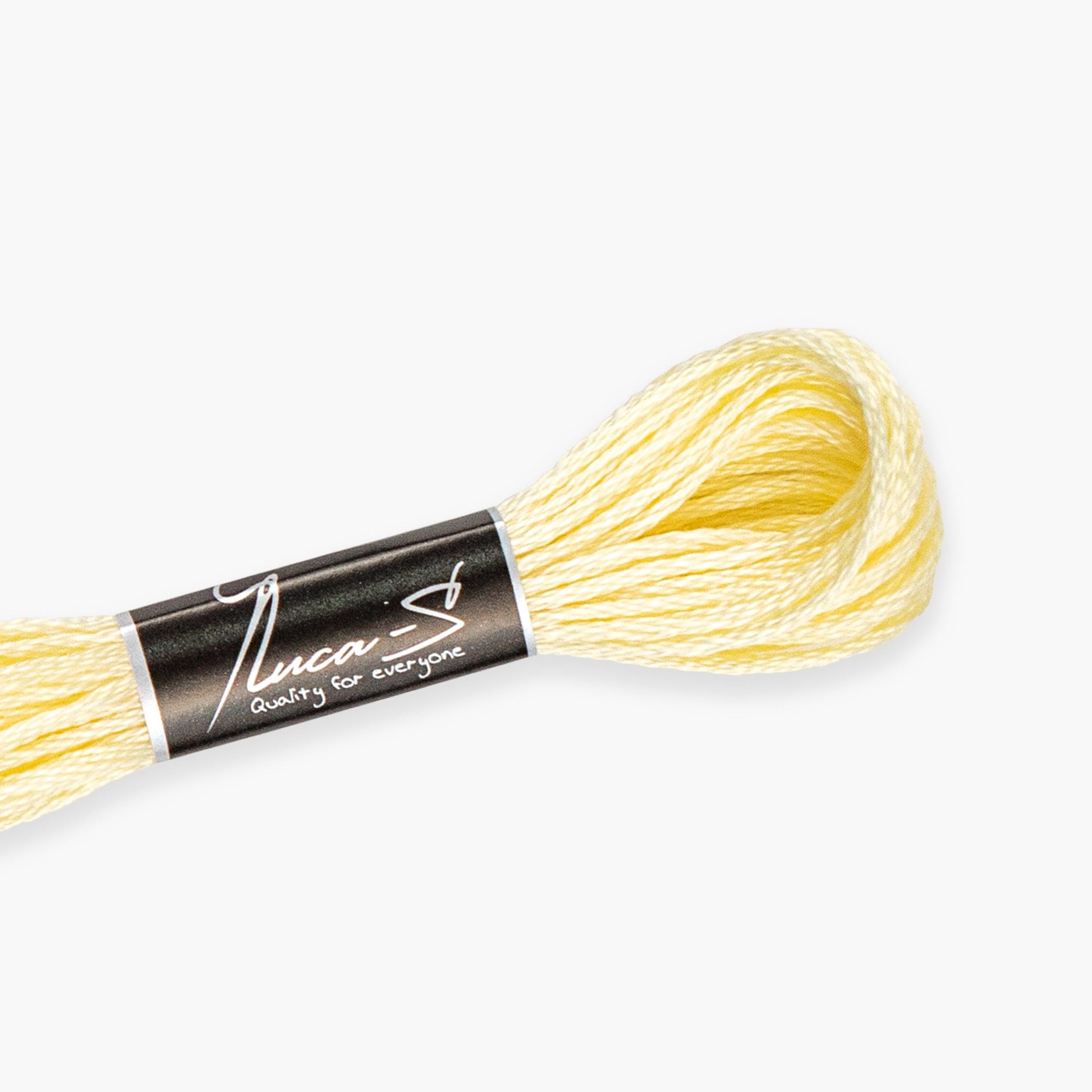 12 Pack of Premium Embroidery Thread Luca-S, 100% Giza Cotton, Oeko TEX Certified Stranded Cotton - 351 / DMC 3823 / Anchor 386