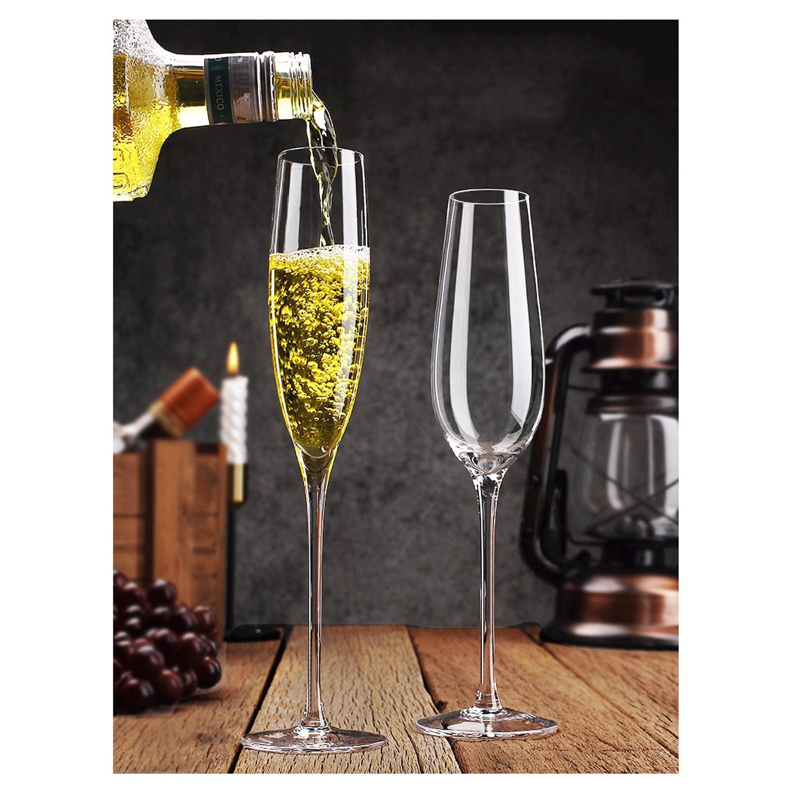 Wein Gläser Kristallglas Champagner Gläser, Mundgeblasenes Glas Champagner Flöten, 230Ml 4 Pcs