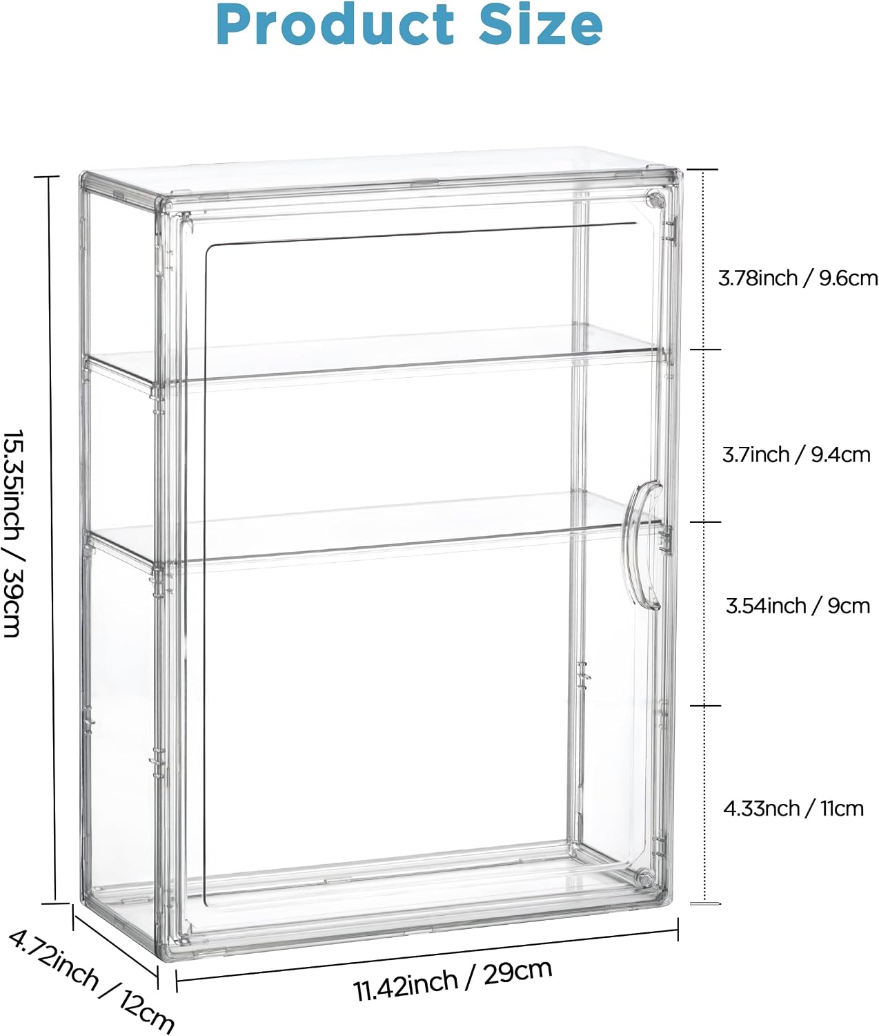 HBlife Baby Bottle Storage Organizer Wall Mount, 3 Tiers Adjustable Clear Acrylic Bottles Storage Station Case Box Container with 2 Removable Dividers and Magnetic Door for Countertop Cabinet, Medium