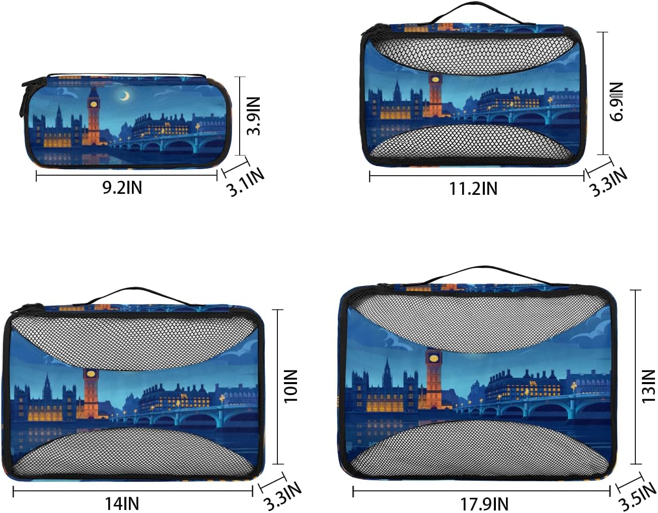 Landscape Uk Print 4 Set Packing Cubes Packing Cubes for Women Lightweight Travel Essential Bag Clothes Carry on Suitcase Bags for Accessories Essentials