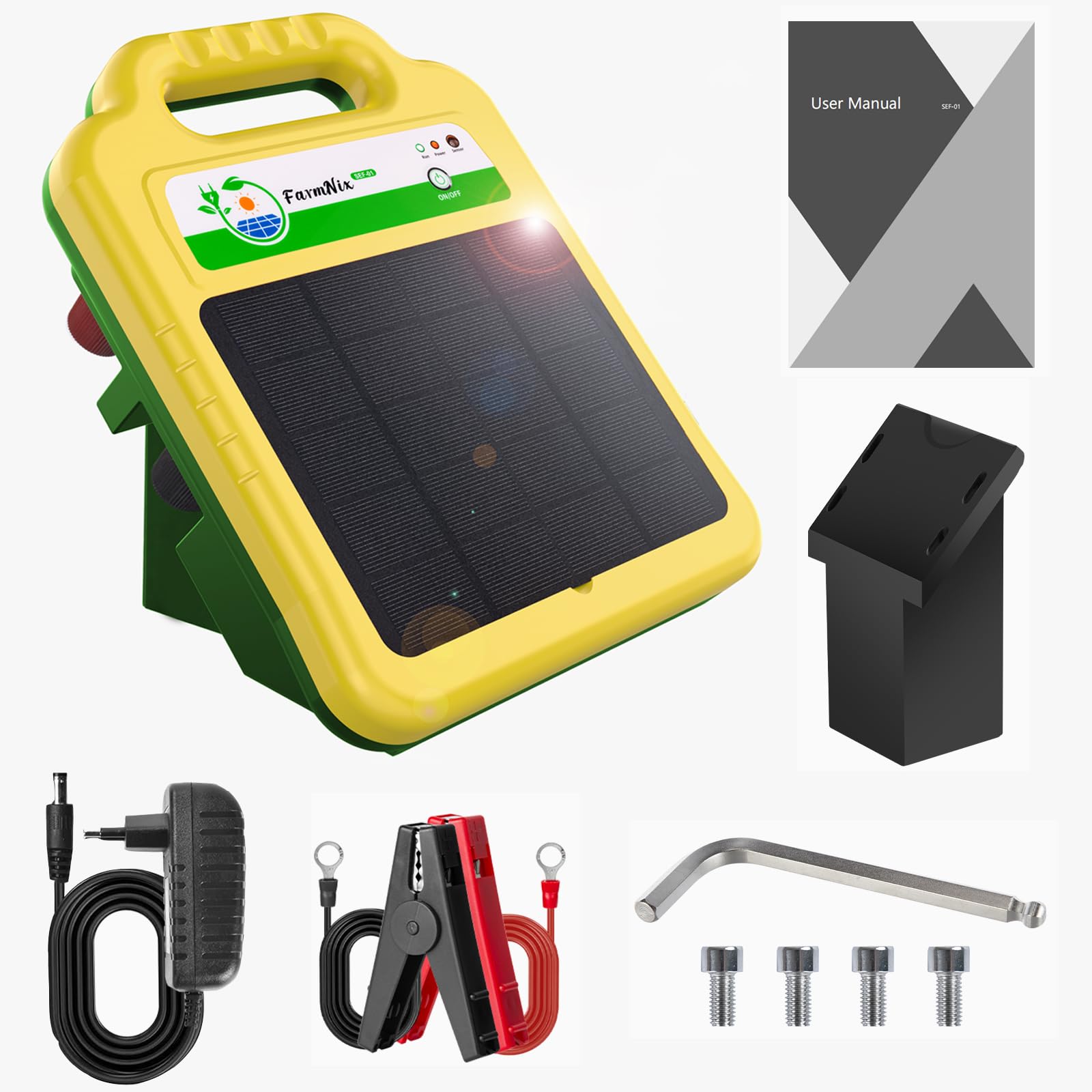 220V Solar Weidezaungerät,IP55 Wasserdicht,Eingebaute 10400mah Lithiumbatterie,16KM Niedrige Impedanz Spitzenspannung 8000V für Geflügel,Vieh,Steuergerät zum Schutz von Gärten und Grundstücken