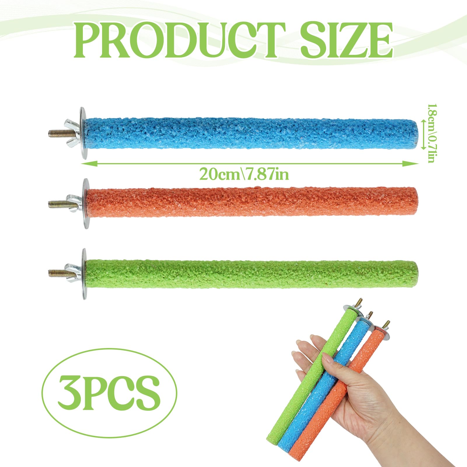 3 Pcs Parrot Perches 20cm - Image 2