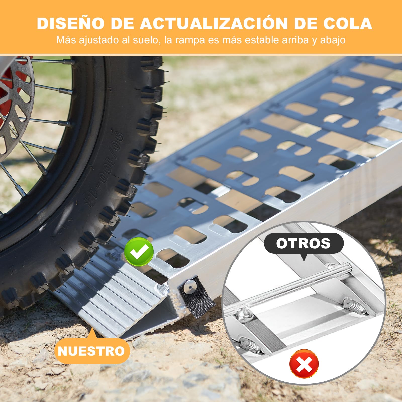 gardhom Rampas de Carga Plegable Duradero Aluminio Rampa Moto 180x28x4.5cm 340kg Rampas para Coches, Bicicletas, Remolques, Cortadoras de Césped, Cillas de Ruedas