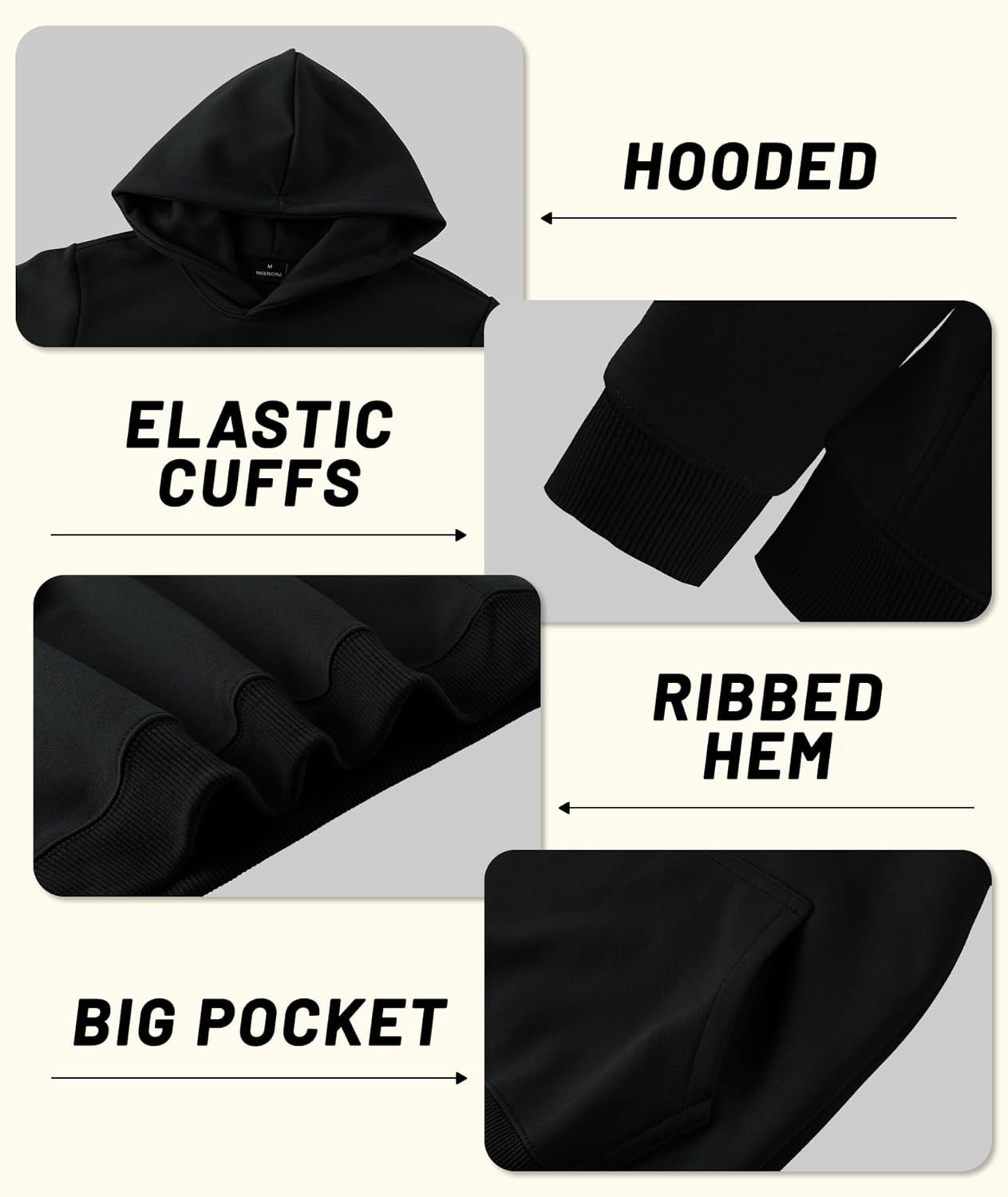 Little Beauty 3 Pack Boys Hoodies Cotton Long Sleeve Sweatshirts Kids Athletic Hooded Pullover with Pocket