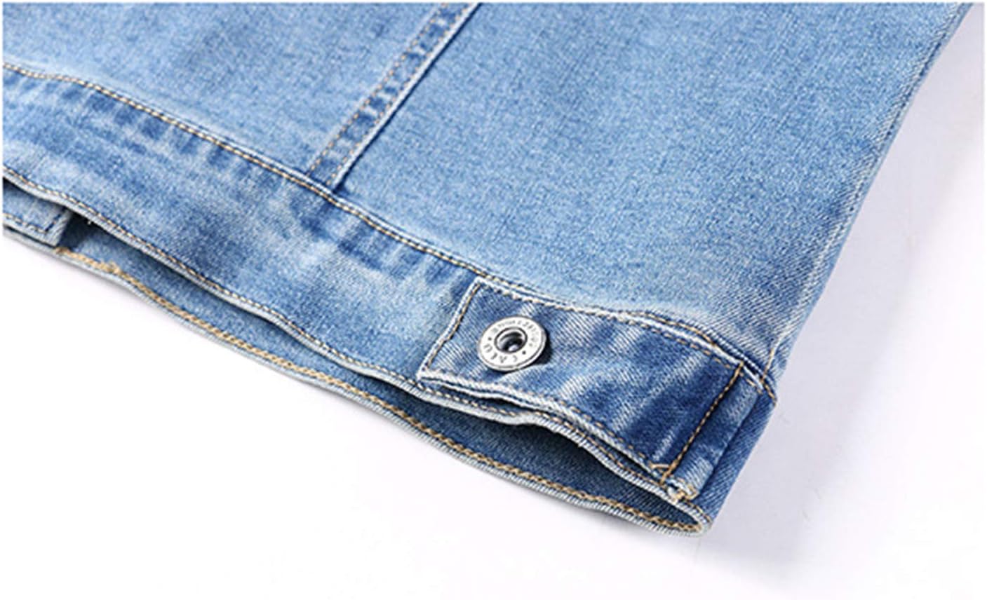 Omoone Women's 3/4 Sleeve Cropped Stretch Slim Denim Trucker Jacket Jean Coats Tops - Image 5