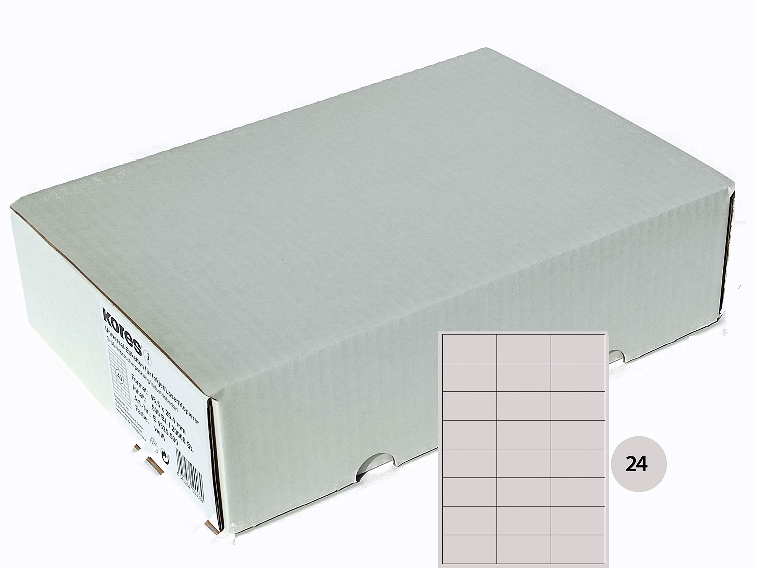Kores Universal Printer Labels 70 x 37 mm 500 Sheets in White