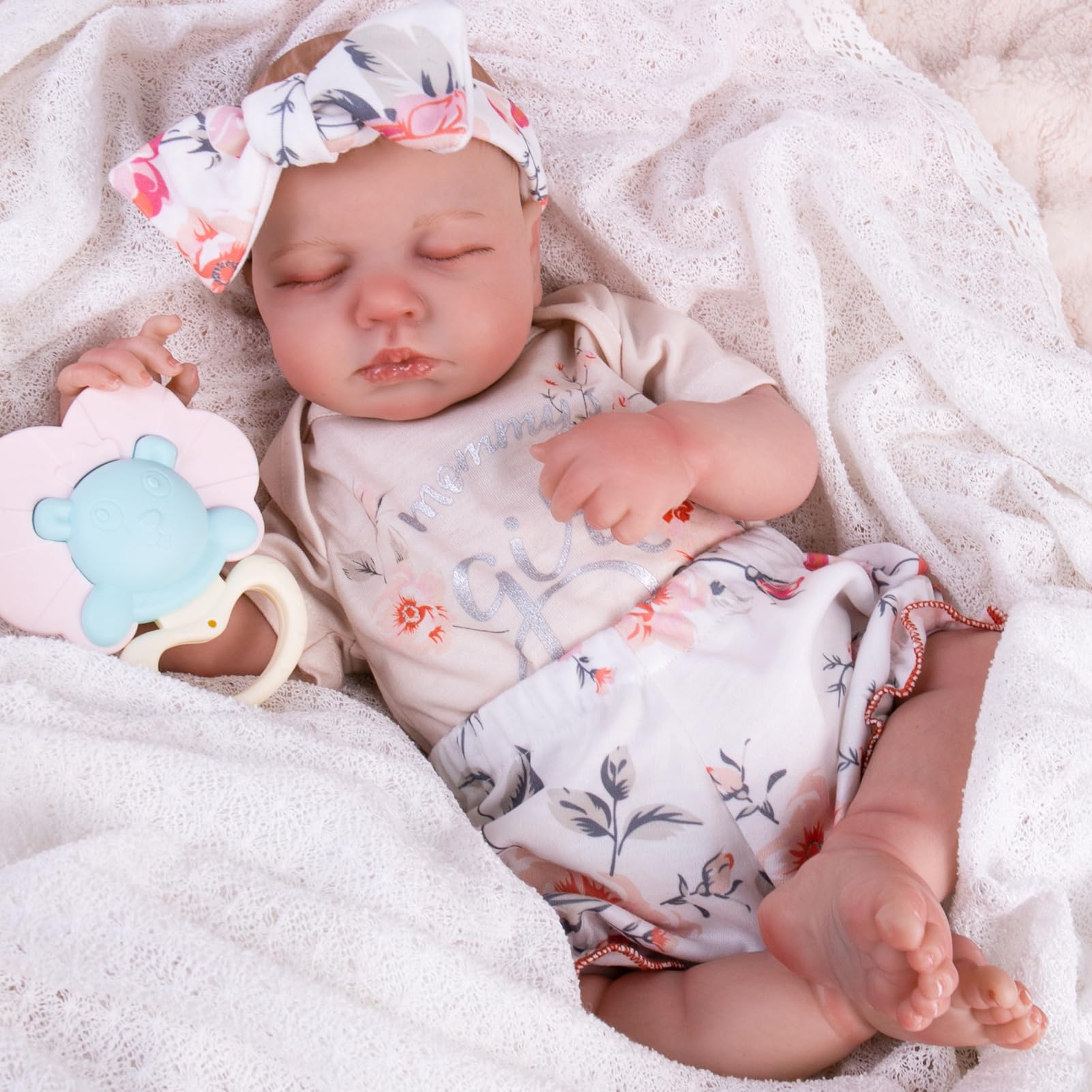 Aori Realistic Sleeping Baby Girl Doll - 18 Inch Newborn with Accessories