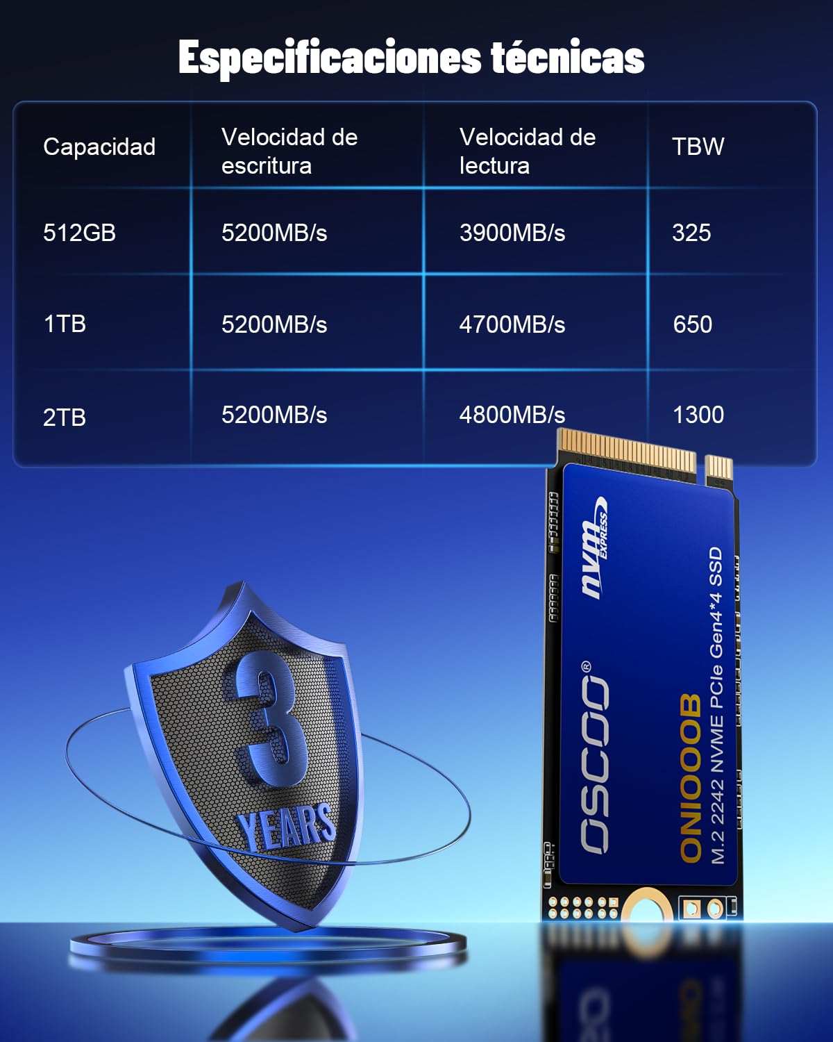 512GB NVMe SSD M.2 2242 PCIe Gen4x4 Interno Disco Duro De hasta 5200 MB/s De Lectura y 3900 MB/s De Escritura, 3D NAND,para Ultro-Book, Mini PC
