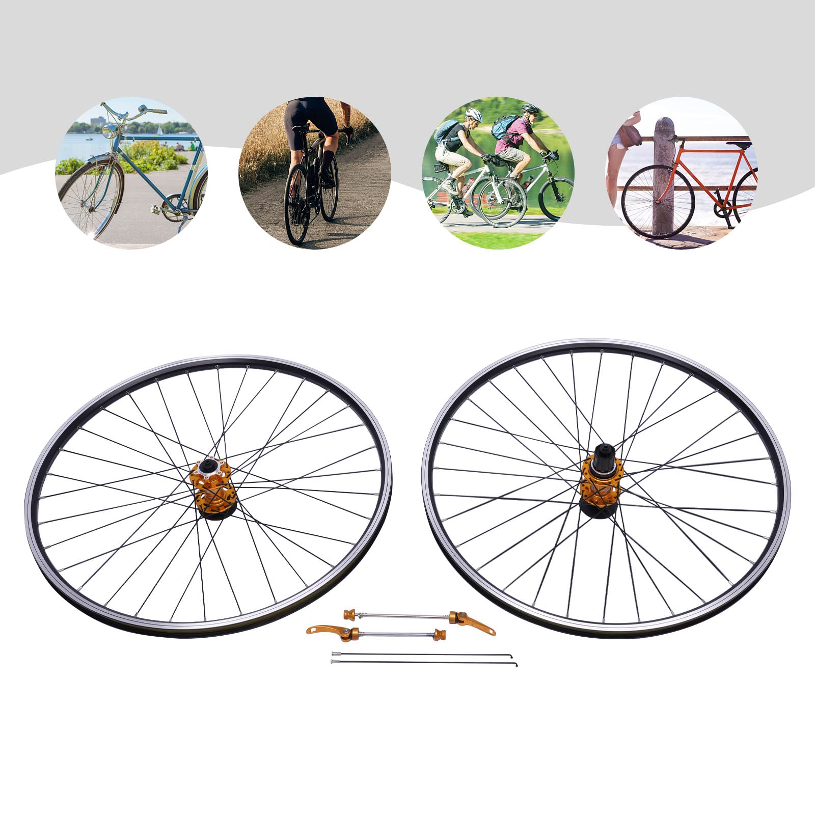 Par de ruedas MTB 27 5 pulgadas de aluminio freno de disco, rueda bicicleta montaña 27 5 doble pared cubo dorado para All Mountain Enduro, rodamiento impermeable 4 rodamientos 100 135 mm