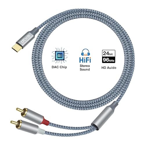 Miniatura 2 de DCHAV Cable de audio RCA a USB C de 4 pies tipo C a 2, cable adaptador RCA macho 2RCA y divisor en Y, cable trenzado de nailon, interfaz roja y