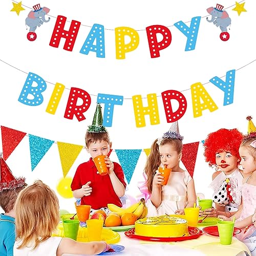 Vista 171 de Zwiebeco Decoración de fiesta de feliz cumpleaños, banderín, guirnalda de banderines, kit de abanico de papel para niños, Capitán América