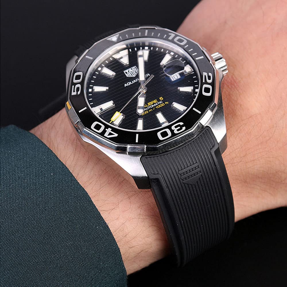Opaska do Zegarka dla Tag Heuer 22mm Silikon Bransoletka，Pasek Męskie Zegarek Akcesoria Aquaracer Monaco seria Zamienny Pasek Oryginalna Bransoletka Kompatybilny z Tag Heuer