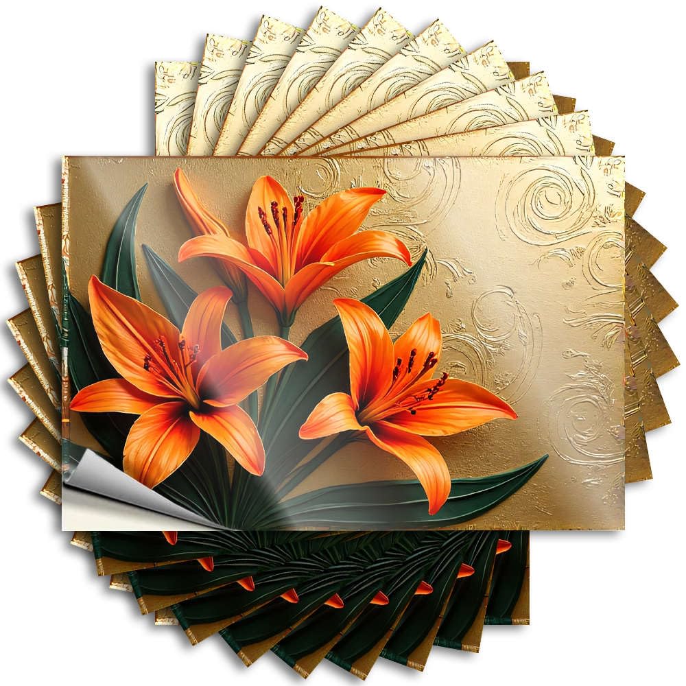 Quote Home Decor Gifts Custom Stickers, Case Waterproof Golden Lilies with Intricate Swirls. for Hydro Flask | Cute Vinyl Decals for Comfort Holiday Gift(8X12CM)