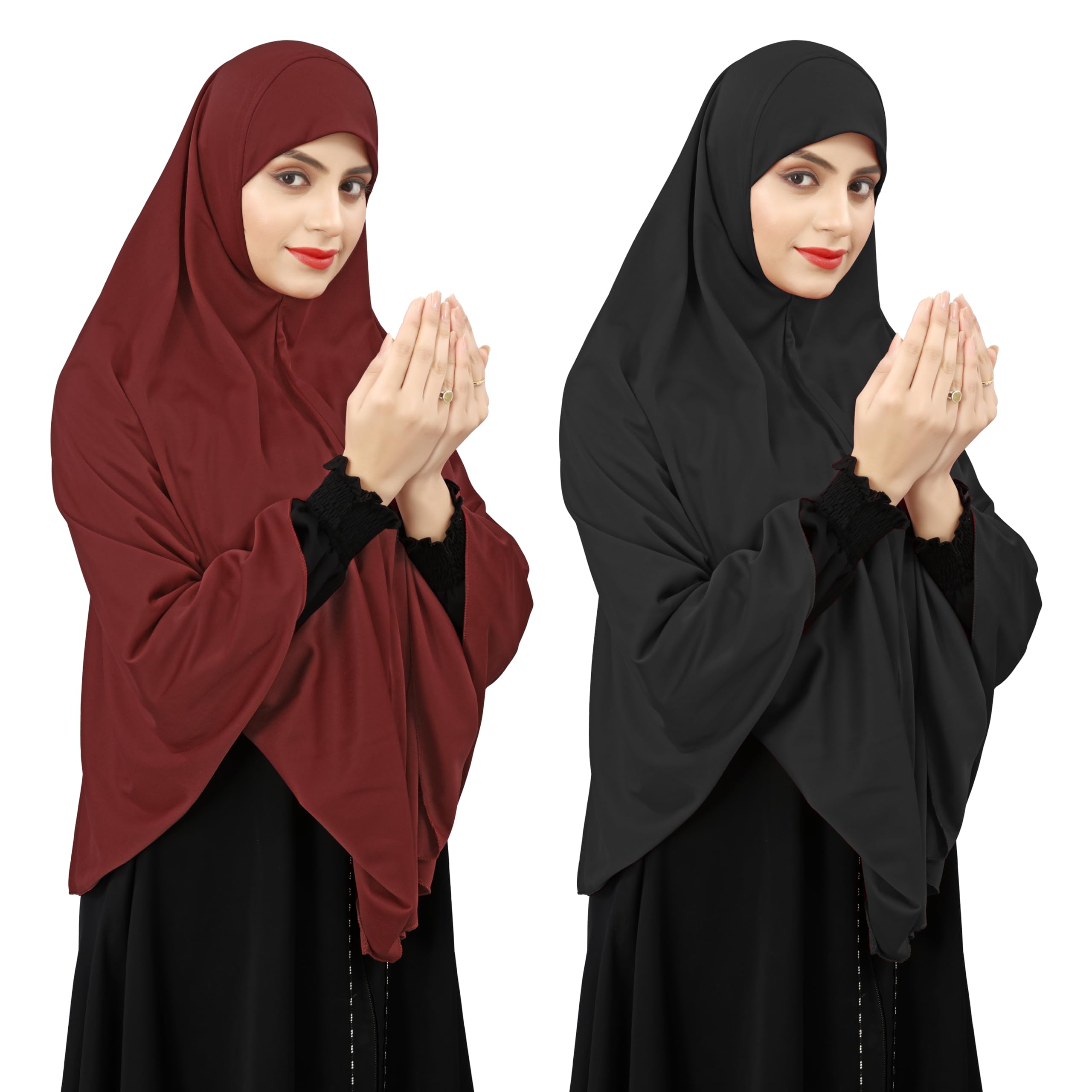 Elegant Plain Namaz Hijab Combo for Women – 2 Pc Free Size Prayer Chadar, Back Length 40 Inch-image-37