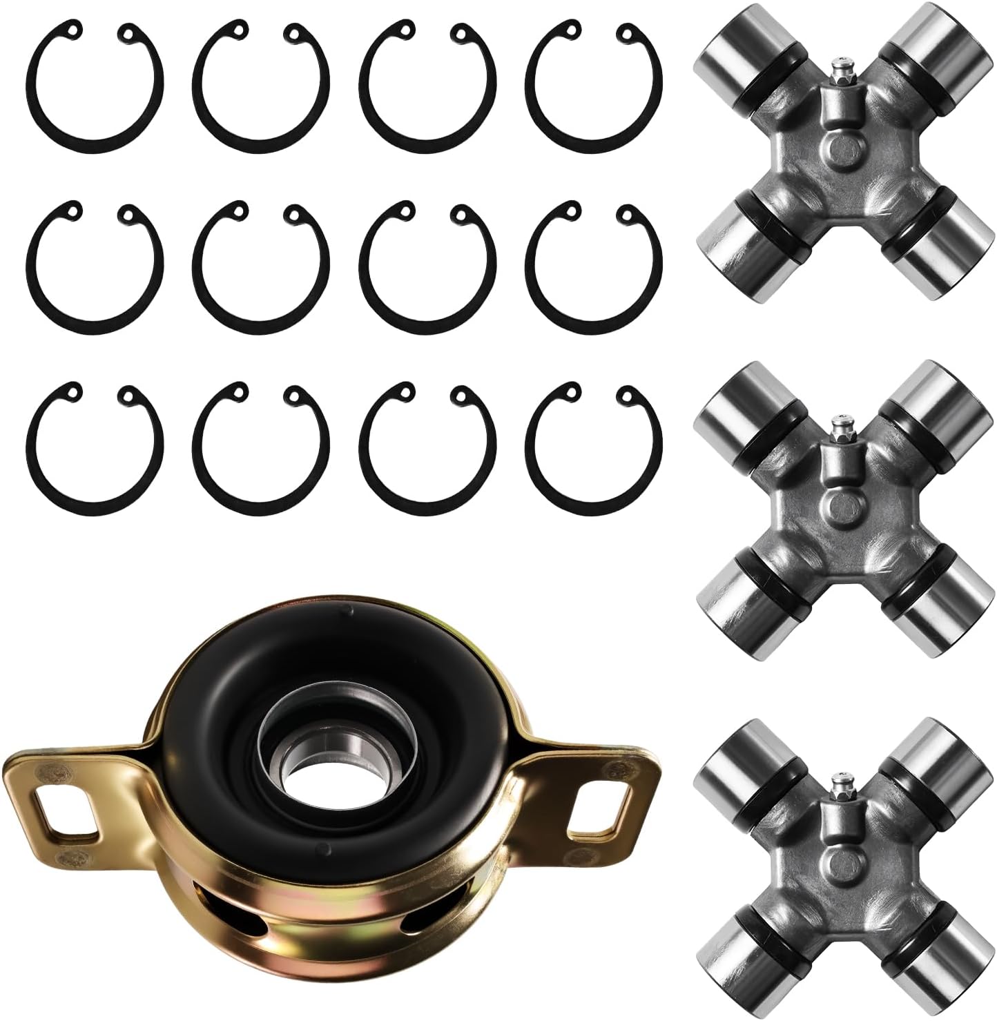 Drive Shaft Center Support Bearing and U-Joints Set 37230-0K040, 5-213X Drive Shaft Intermediate Support Bearing Compatible with Toyota Tacoma 2WD 4WD 2005-2015